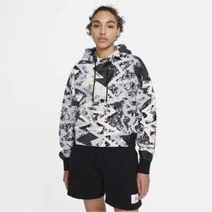Jordan Heatwave Women Hoodie Cropped Loose Fit Size Small Grey Black Graphic